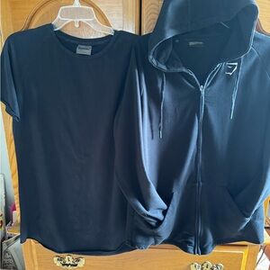 Gymshark T-Shirt/Jacket Set, Size L, Black, Unisex